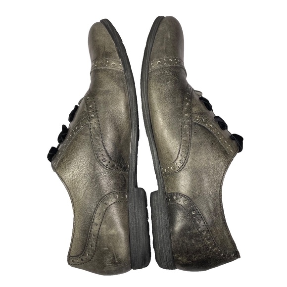 Born Women's Cap Toe Oxford Leather Wingtip Distressed Gray Shoes Size 10 - Picture 7 of 13